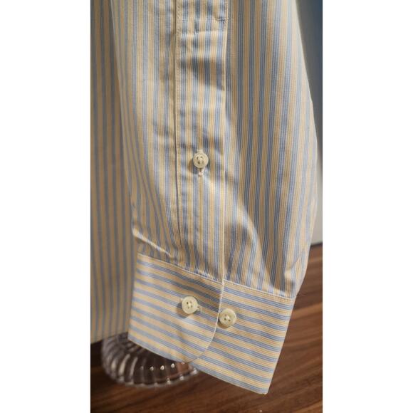 Brooks Brothers 1818 Slim Fit S 16 4/5 Button-up Blue/Yellow Stripe Cotton Shirt - Picture 5 of 6